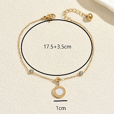 304 Stainless Steel Crystal Rhinestone Forever Love Coin Charm Bracelets for Women PR6734-1