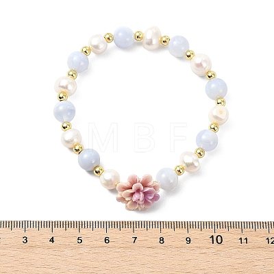 Adjustable Natural Blue Lace Agate Stretch Bracelets BJEW-JB14143-1