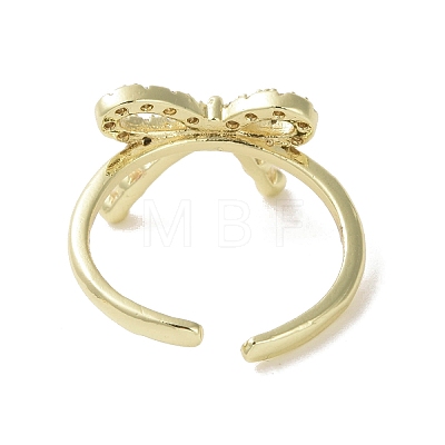 Brass Micro Pave Cubic Zirconia Open Cuff Ring RJEW-K256-59G-1