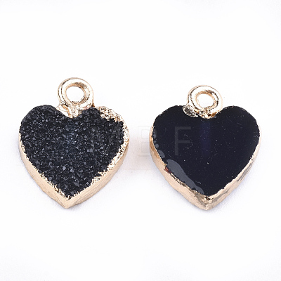 Electroplate Druzy Resin Pendants RESI-S366-01-M-1