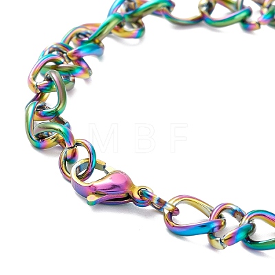 Vacuum Plating Fashionable 304 Stainless Steel Side Twisted Chain Bracelets STAS-A028-B073M-1
