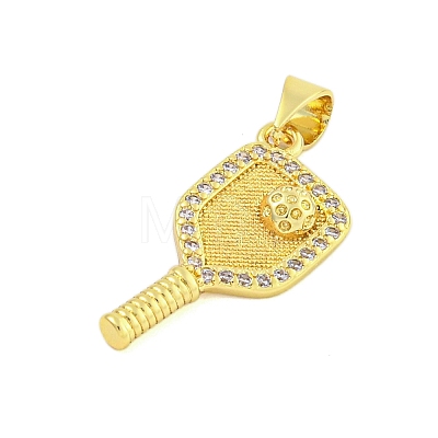 Rack Plating Brass Micro Pave Clear Cubic Zirconia Pendants KK-U021-08G-1