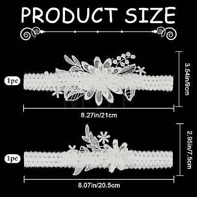 3D Flower Polyester Lace Elastic Bridal Garters AJEW-WH0470-03A-1