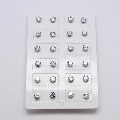 Cubic Zirconia Ear Studs X-STAS-E051-3D-1