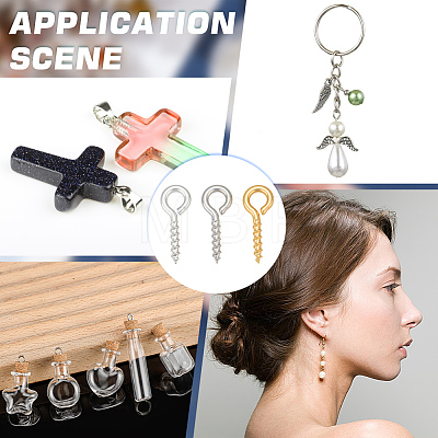 900Pcs 3 Colors Iron Screw Eye Pin Peg Bails IFIN-ME0001-07-1