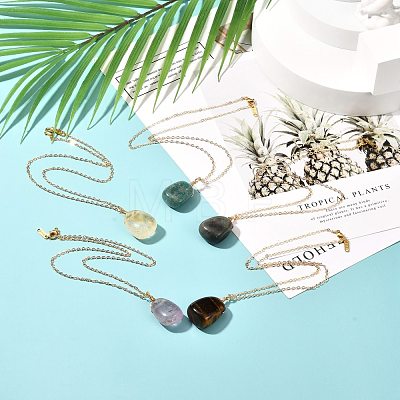 Natural Gemstone Pendants Necklaces for Teen Girl Women NJEW-JN03729-1