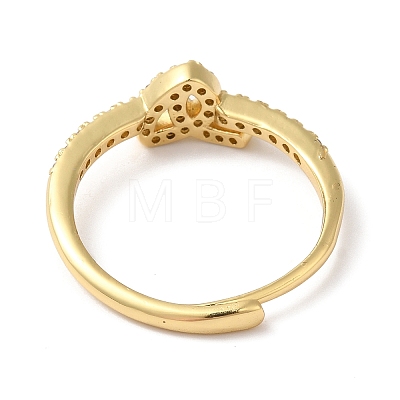 Rack Plating Brass Cubic Zirconia Arabic Letters Adjustable Rings for Women RJEW-S407-10G-01-1