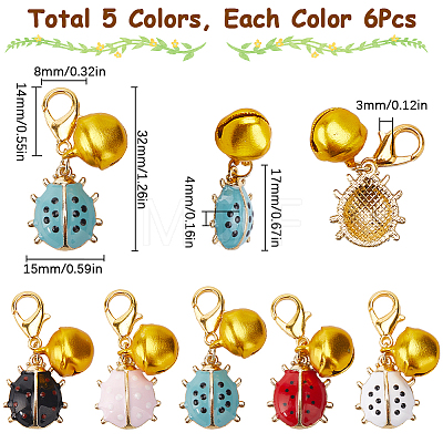 SUNNYCLUE 6 Sets Ladybird Alloy Enamel Pendants Decoraiton HJEW-SC0001-48-1