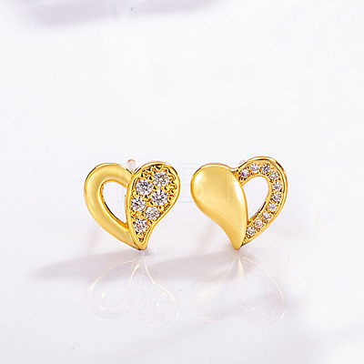 Brass Micro Pave Clear Cubic Zirconia Stud Earrings WG66561-04-1