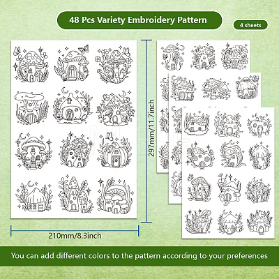 4 Sheets 11.6x8.2 Inch Stick and Stitch Embroidery Patterns DIY-WH0455-116-1