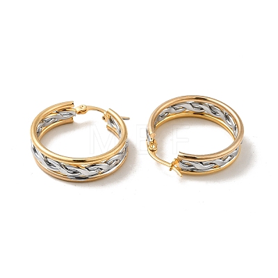 Two Tone Hollow Braided 304 Stainless Steel Hoop Earrings for Women EJEW-I272-02GP-1
