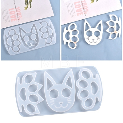 Cat & Paw Shape Self Defense Keychain Silicone Molds DIY-P006-30-1