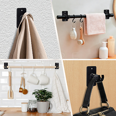 16Pcs Self-adhesive ABS Curtain Rod Hook Hangers FIND-WA0001-28-1