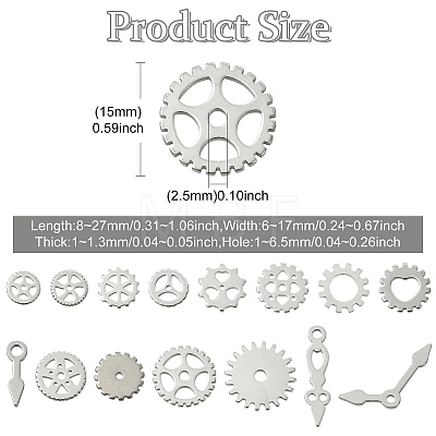 45Pcs 15 Styles 304 Stainless Steel Pendants STAS-CJ0003-68-1