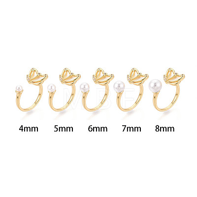 Butterfly Brass Micro Pave Clear Cubic Zirconia & Shell Cuff Rings Setting KK-T079-44G-1