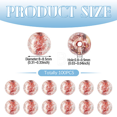 100Pcs Crackle Transparent Glass Beads GLAA-TADJ0001-12H-1