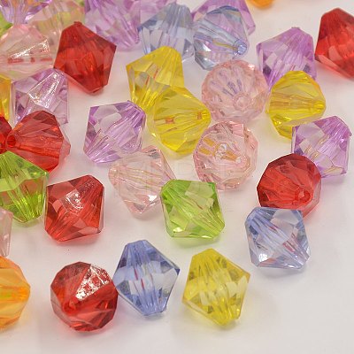 Faceted Bicone Transparent Acrylic Beads DBB14MM-1