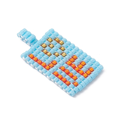 3Pcs Beaded Rectangle with Word Love Charms PALLOY-MZ01086-1