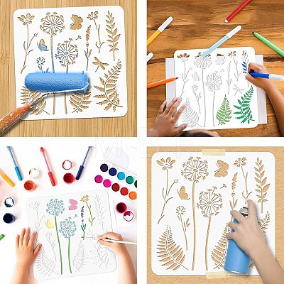 2Pcs 2 Styles PET Hollow Out Drawing Painting Stencils DIY-WH0416-0005-1