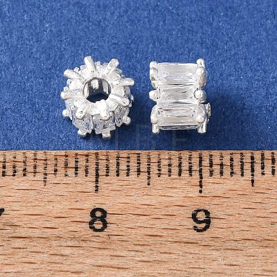 Brass Micro Pave Cubic Zirconia European Beads KK-C157-09D-S-1