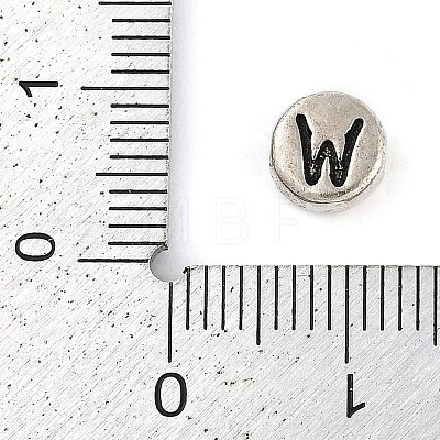 925 Sterling Silver Flat Round with Letter Beads STER-G044-01AS-W-1