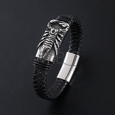 Punk Braided PU Leather Cord Bracelets BN2555-1-1