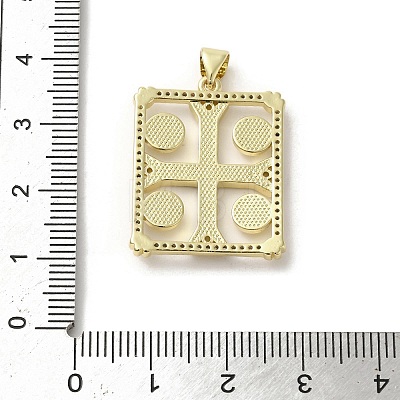 Brass Pave Shell Pendants KK-I708-17C-G-1