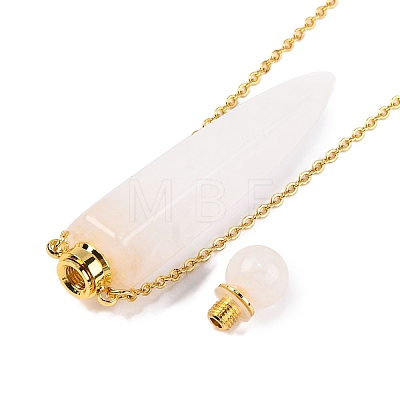 Natural Quartz Crystal Rock Crystal Bullet Shaped Perfume Bottle Pendant Necklaces G-B089-02G-01-1