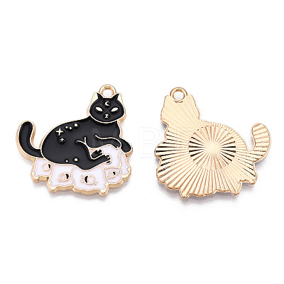 Light Gold Tone Alloy Enamel Pendants ENAM-N056-195-1