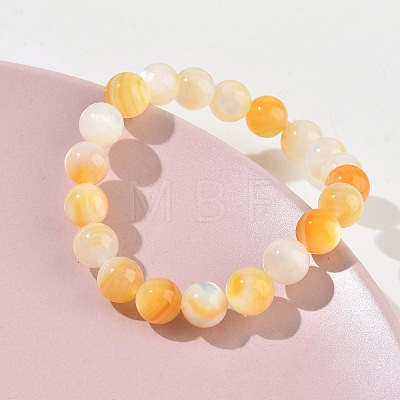 9MM Natural Yellow Shell Round Beaded Stretch Bracelets SH-CBACA76-18E-1