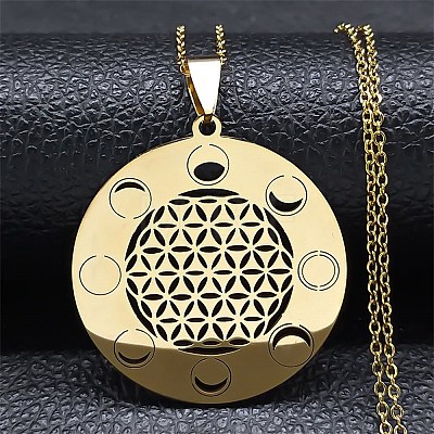 304 Stainless Steel Necklaces NJEW-Q338-01G-1