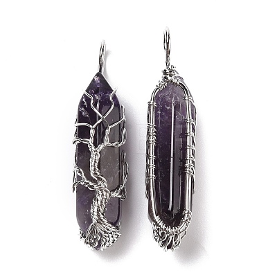 Natural Amethyst Big Pointed Pendants G-I322-02P-05-1