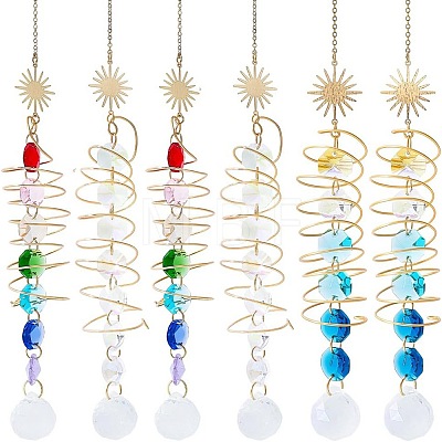 6Pcs 3 Styles Glass Teardrop Window Hanging Suncatchers HJEW-BM0001-48-1
