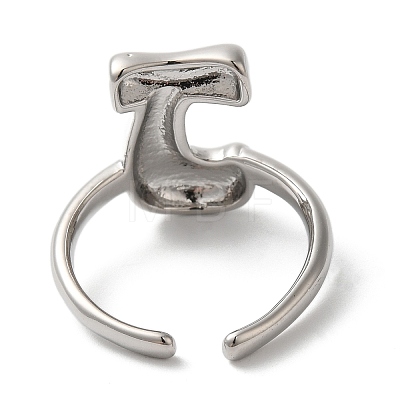 Initials Brass Open Cuff Ring for Women RJEW-N046-02J-P-1