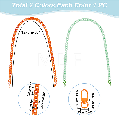 WADORN 2Pcs 2 Colors Acrylic Curban Chain Bag Straps FIND-WR0008-64-1