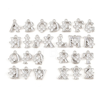 26Pcs Brass Micro Pave Clear Cubic Zirconia Charms KK-Z151-18P-1