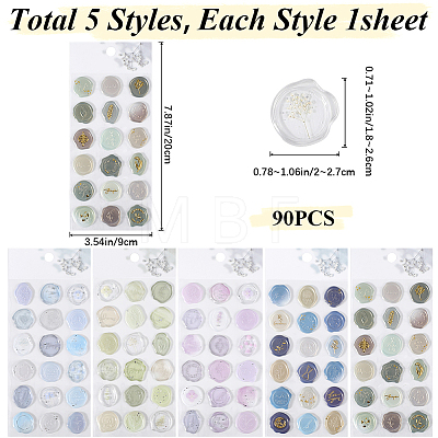 CRASPIRE 5 Sheets 5 styles PVC Self Adhesive Wax Seal Stickers DIY-CP0009-83-1