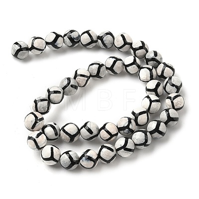 Tibetan Style Turtle Back Pattern dZi Beads Strands G-G036-10mm-1