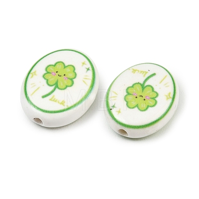Printed Handmade Porcelain Beads PORC-B009-01E-1