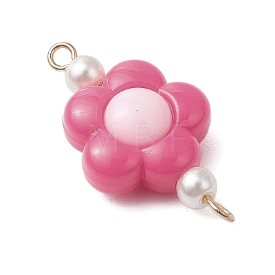 Two Tone Opaque Acrylic & Glass Pearl Flower Connector Charms PALLOY-JF03484-01-1