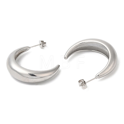 304 Stainless Steel Crecent Moon Stud Earrings EJEW-B026-05P-1