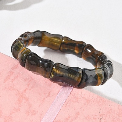 Bamboo Natural Blue Tiger Eye Beads Stretch Bracelets for Women Men BJEW-K304-01J-1