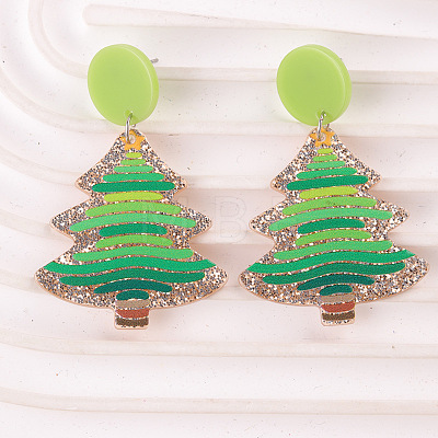 Acrylic Christmas Tree Dangle Stud Earrings FS-WGAD6E4-02-1