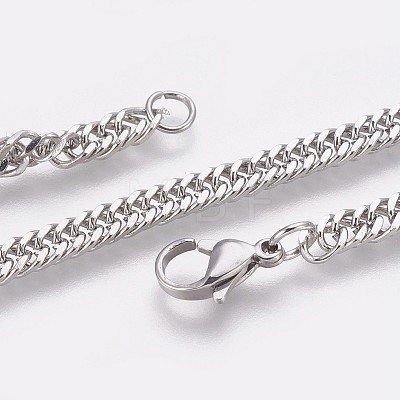 304 Stainless Steel Curb Chain Bracelets BJEW-P235-12P-1