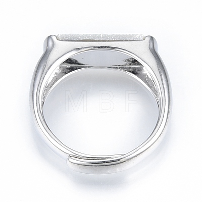 Natural Shell Rectangle Adjustable Ring RJEW-T001-97P-1