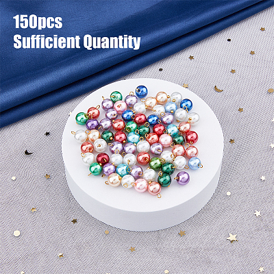 150Pcs 5 Colors Glass Pearl Pendants GLAA-HY0001-09-1