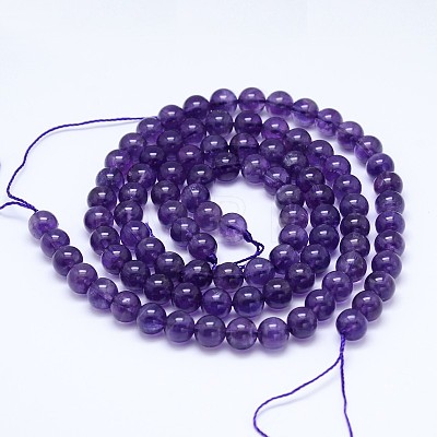 Round Natural Amethyst Bead Strands G-L446-12-1