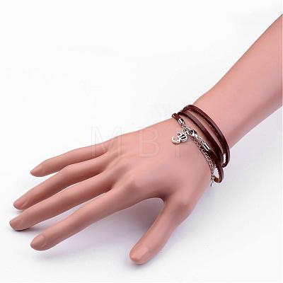 Three Loops Leather Wrap Bracelets BJEW-JB02516-1