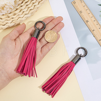 2Pcs Imitation Leather Tassel Pendant Decorations AJEW-CL0005-10A-1