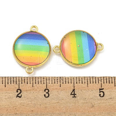 Rack Plating Brass Pave Rainbow Color Resin Connector Charms KK-M290-03C-G-1